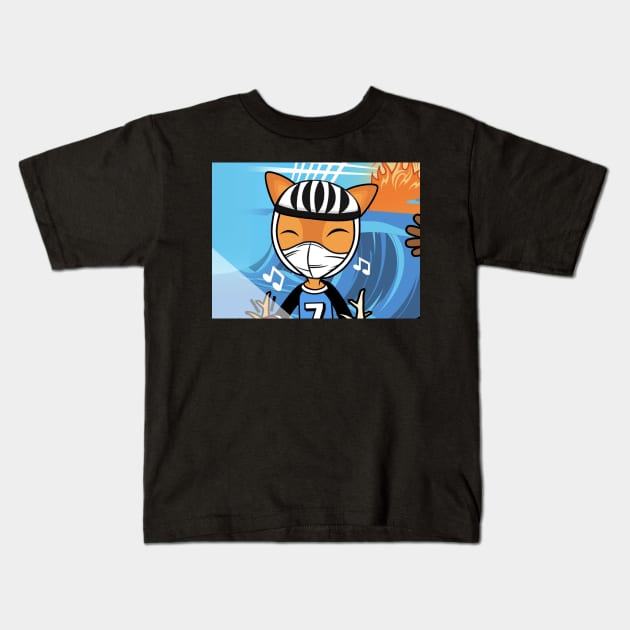 Doris the Happy Masked Cyclist Deer Kids T-Shirt by MOULE